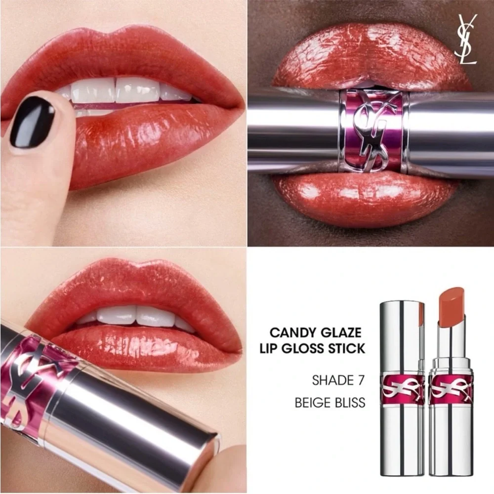 YSL Candy Glaze Double Care Lip Balm - Beige Bliss #7 - BRAND NEW makeup beauty - Picture 2 of 4